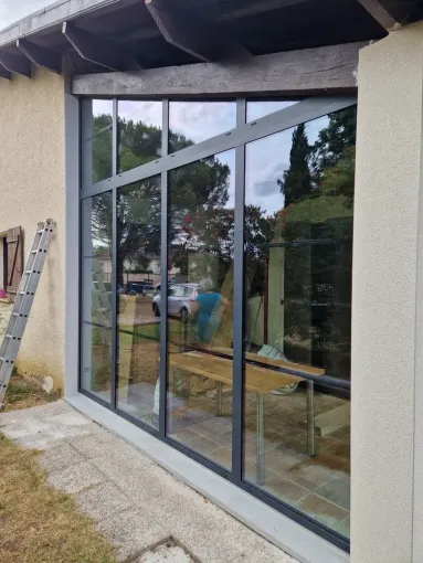 Fermeture d'une véranda en alu aux alentours de Toulouse, Verfeil, Fenêtres & Cie