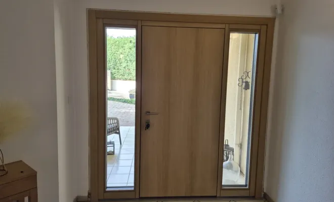 Vente et pose d'une porte d'entrée en bois/alu haut de gamme, Internorm sur Toulouse , Verfeil, Fenêtres & Cie